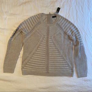 Grey Zipper Back Crewneck Sweater NWT Sz L